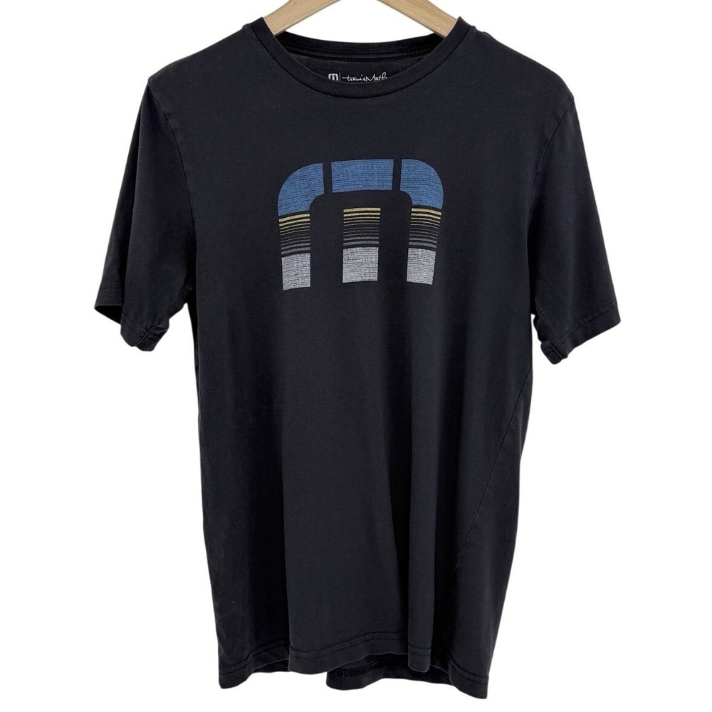 Travis Mathew Men's Black Pima Cotton Logo Crew Neck T-Shirt Sz Sm Peru Normcore